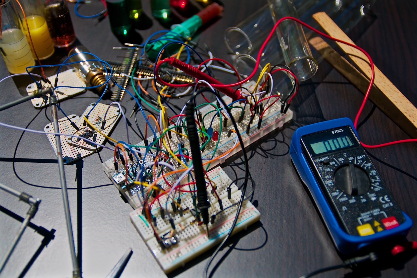 Electronic components on a workbench, illustrating Shenzhen’s hardware culture